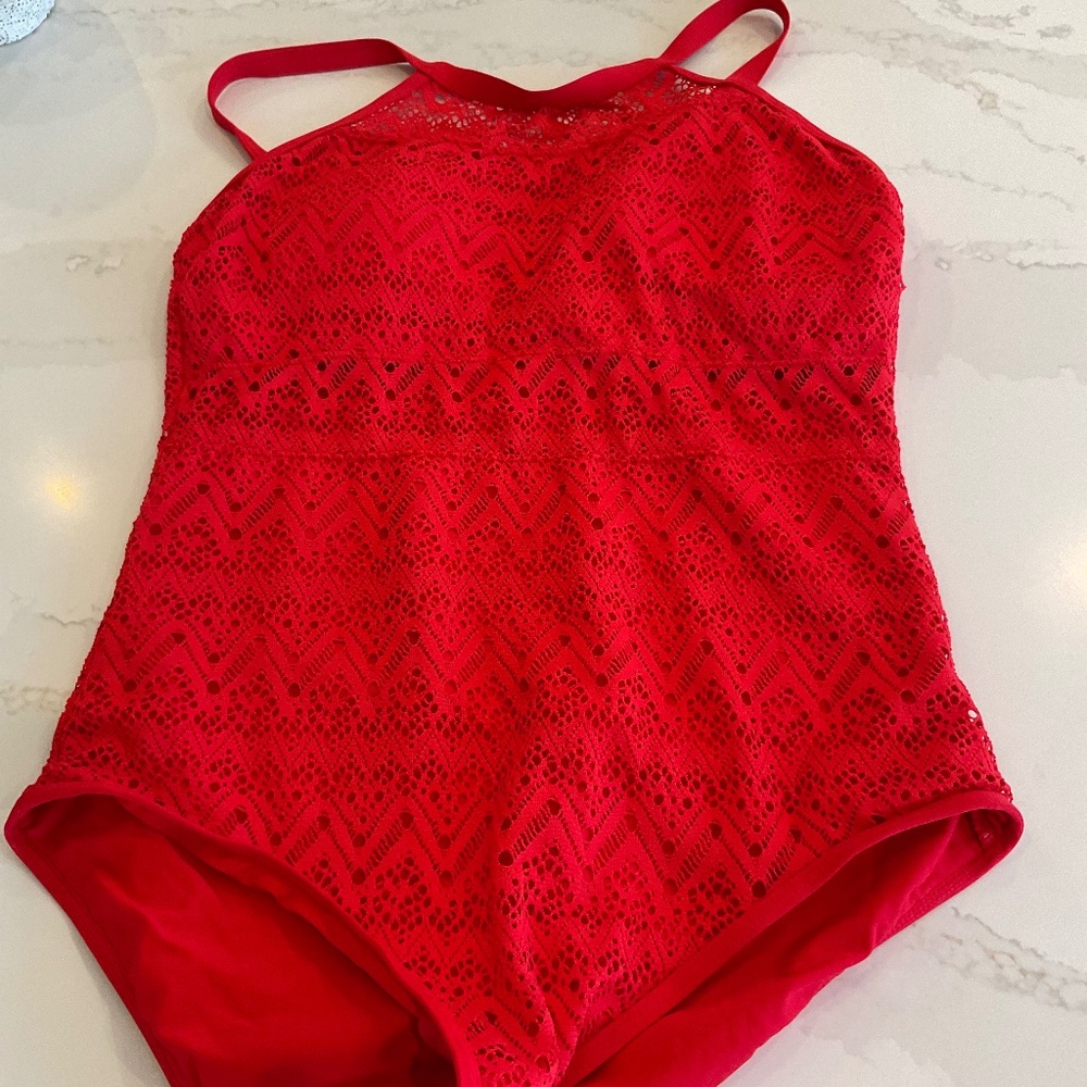 Women’s One Piece  Swim Suit - Red - large